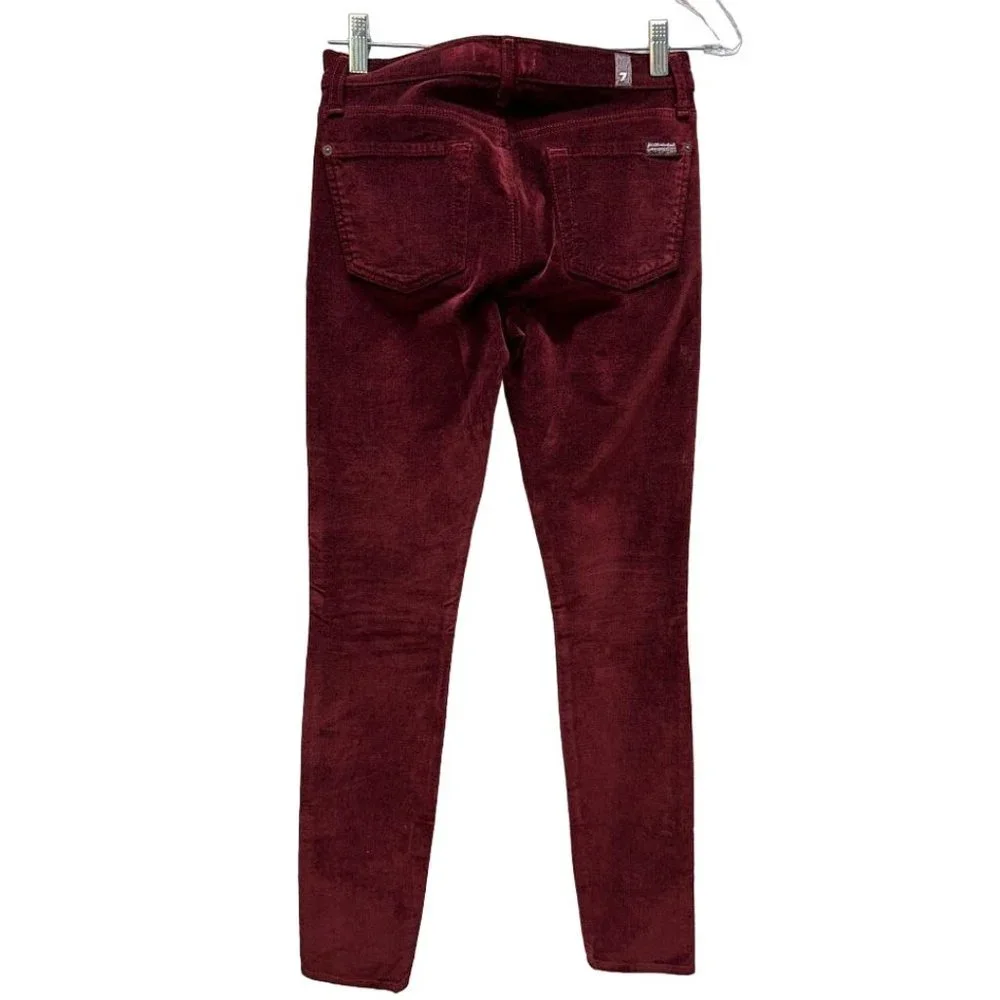 7 For All Mankind Skinny Velvet Cabernet Pants Size 26‎ XS